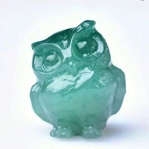 New! Natural Carved Green Aventurine Owl Courage Stone